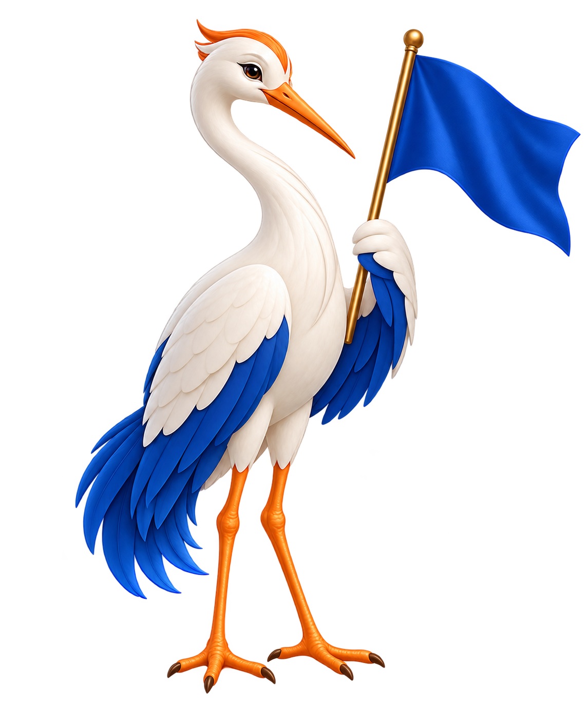 The AfterLeads crane holding a blue flag
