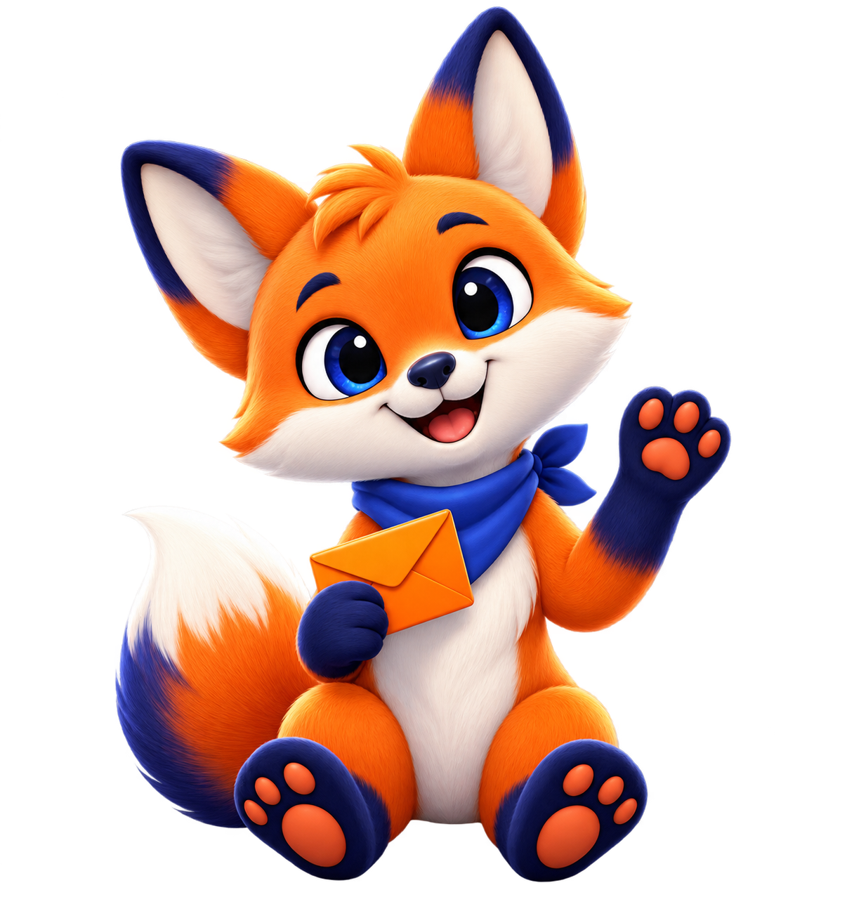 A friendly AfterLeads fox holding an envelope